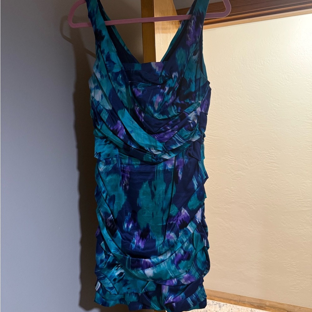 Express Vibrant Blue and Purple Mini Dress